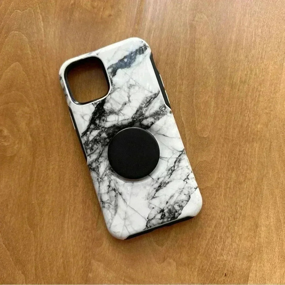 OtterBox x PopSocket iPhone 9 Pro Phone Case, Marble Pattern, Black/White - Picture 1 of 15
